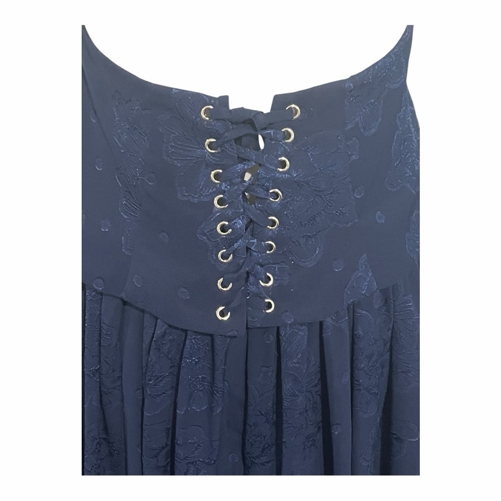 Azazie Midnight Blue Strapless Dress with lace up corset top - Picture 3 of 11